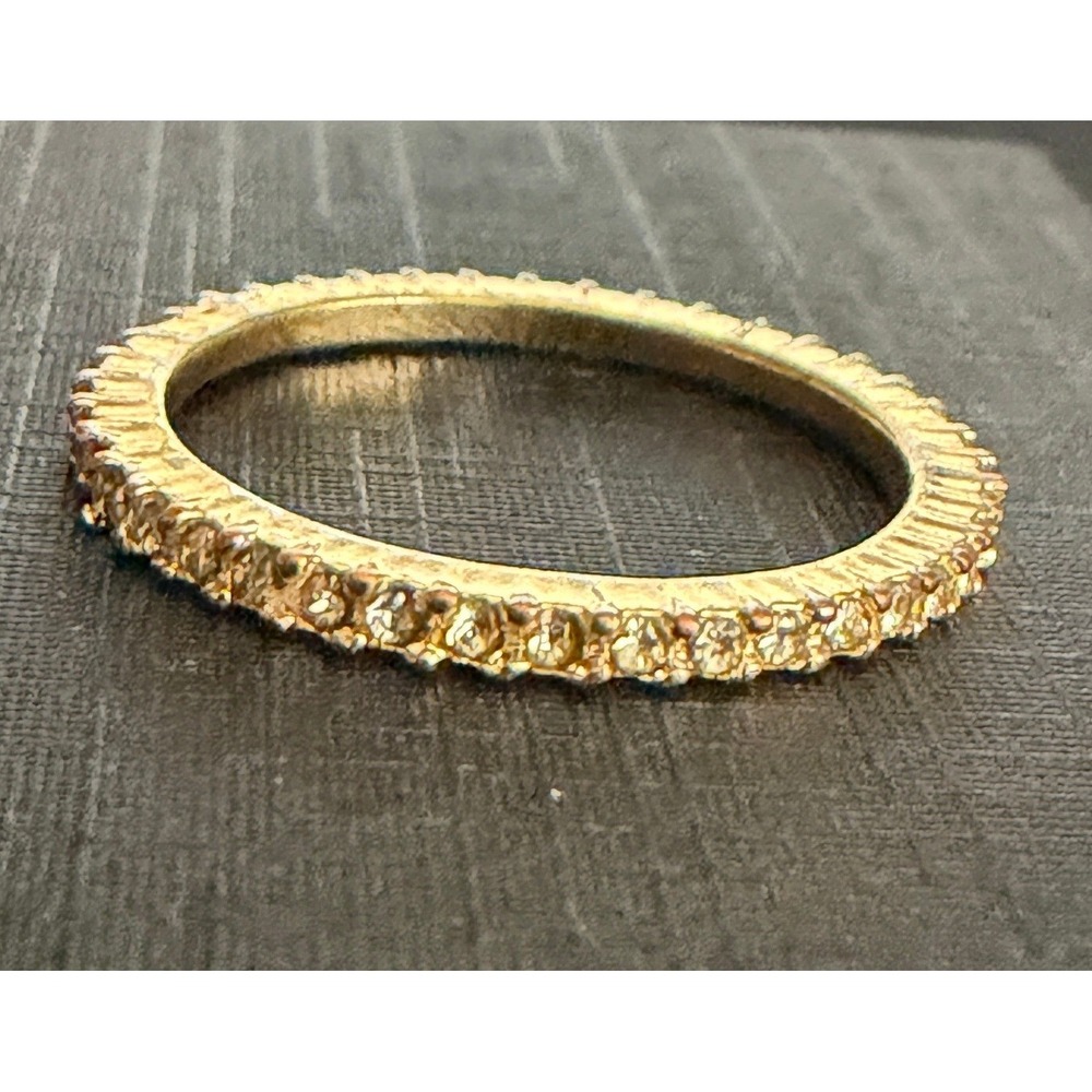 Rhinestone Ring Eternity Band Gold Tone Stackable Size 7.5